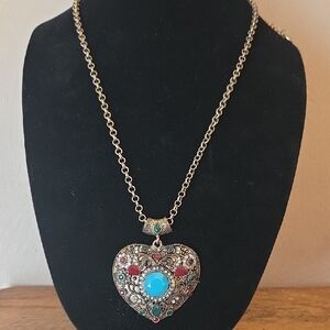 Betsey Johnson Jeweled Heart Necklace